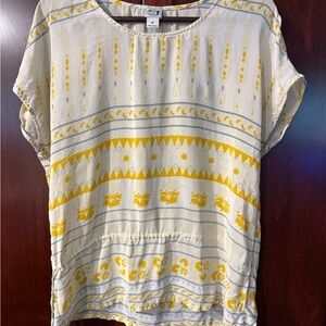 Lucky Brand Cream Boxy Short Sleeve Blouse